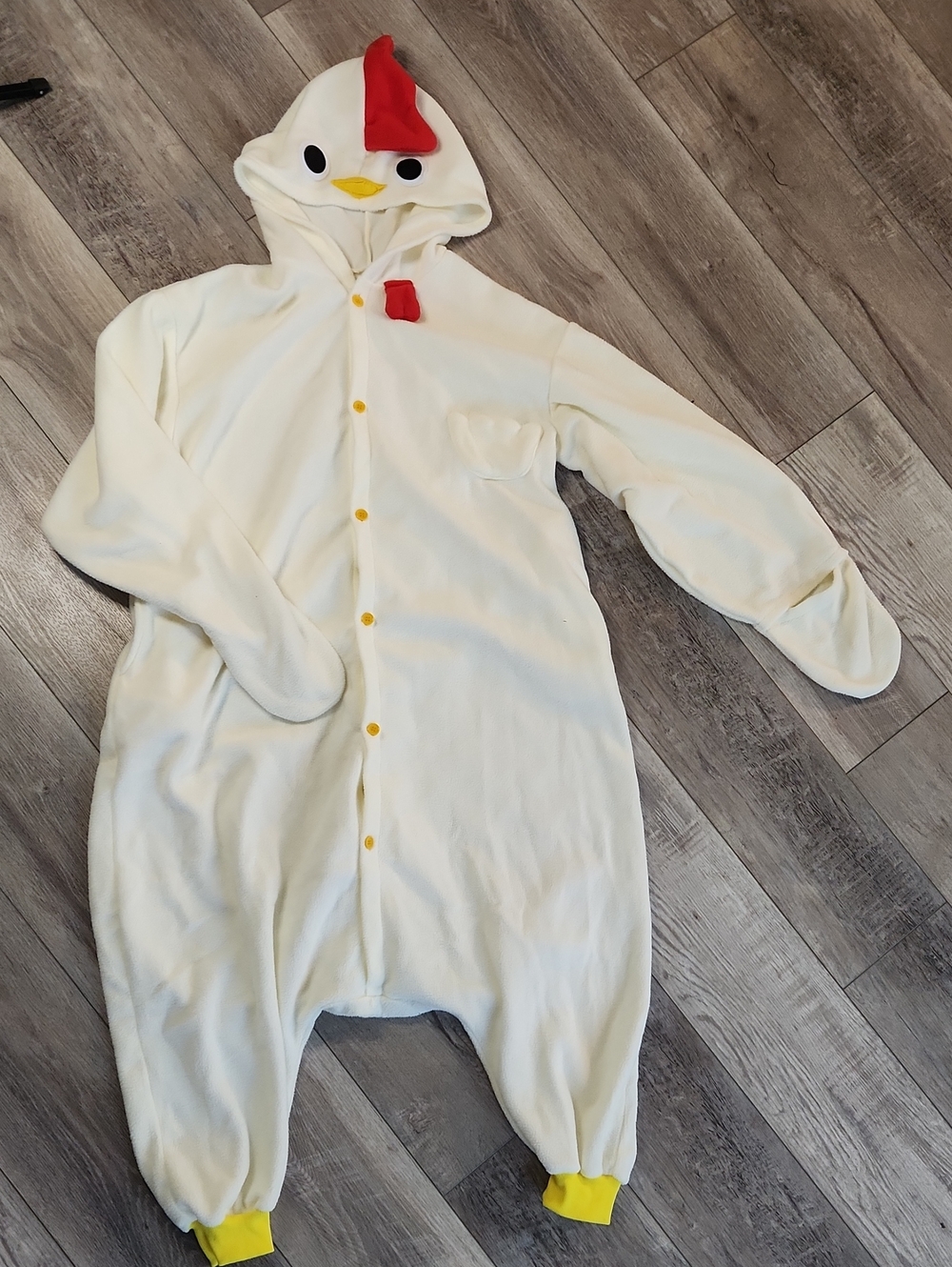 Adult Chicken One-Piece Hoodie Pajamas Costume Small